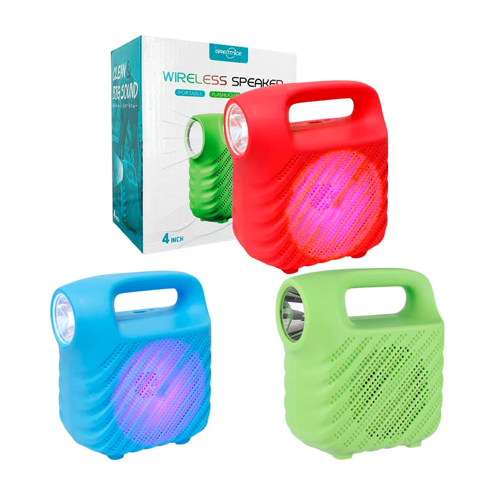 Bocina bluetooth, de 4 pulgadas, ranuras USB - TF y linterna integrad…