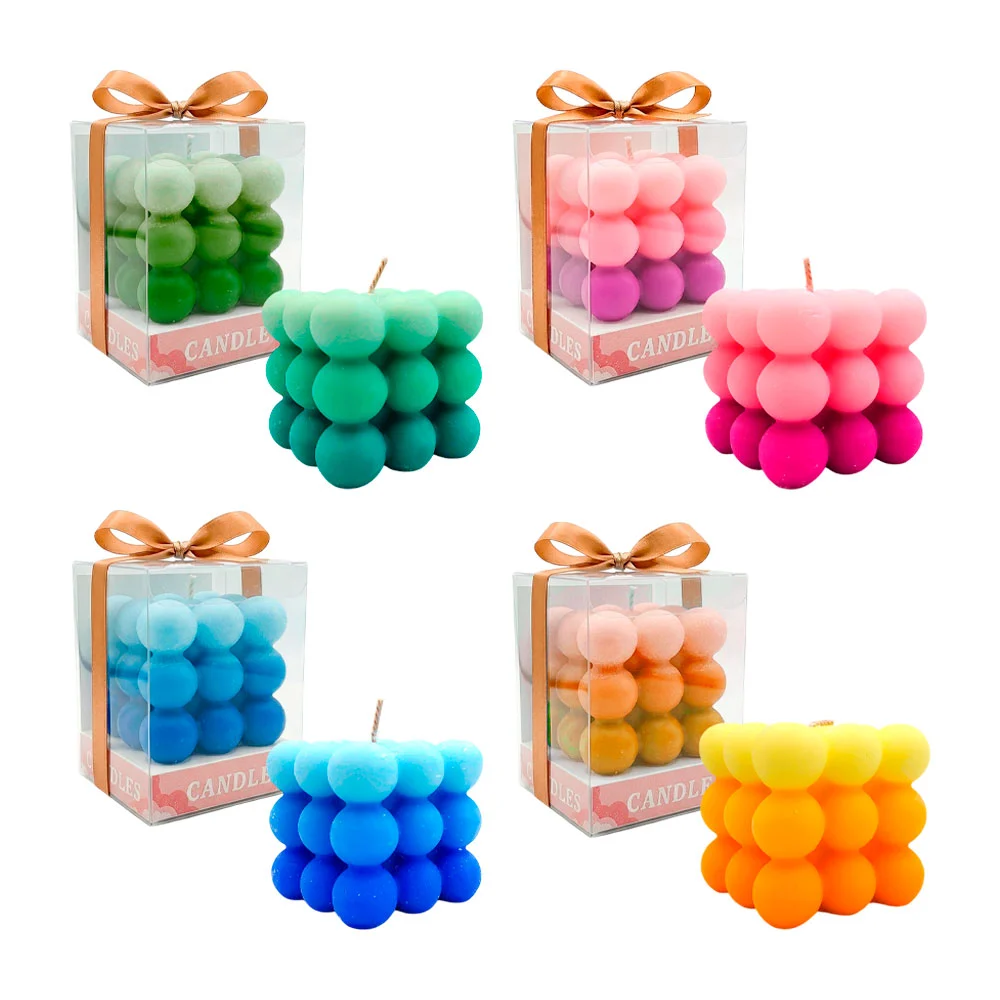 Vela aromática en forma de cubo con bolitas, variedad de aromas y col…