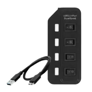 Hub de 4 puertos usb 3.0 con interruptores y luz led, cable usb a mic…