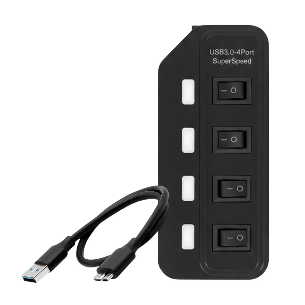 Hub de 4 puertos usb 3.0 con interruptores y luz led, cable usb a mic…