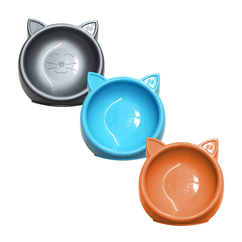 Plato tazón chico de plástico con orejas y diseño de gato para comida…