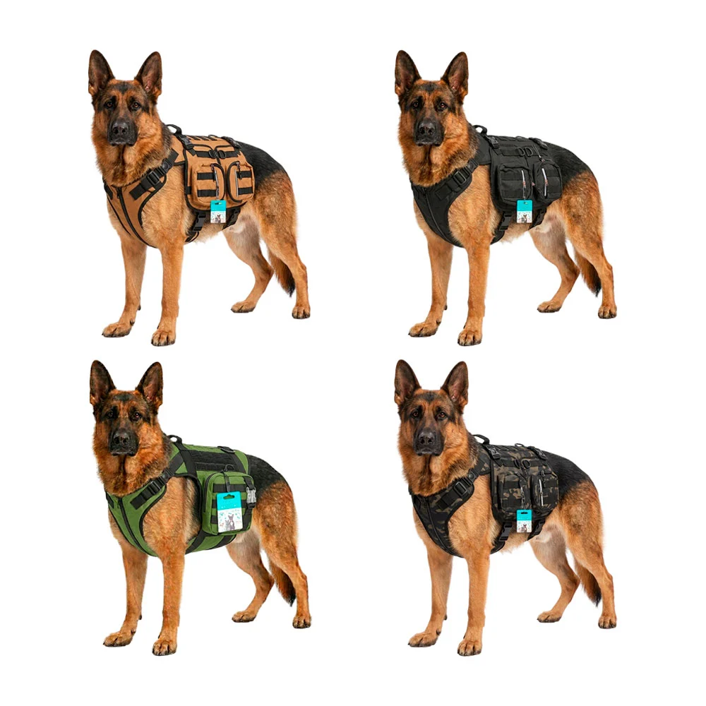 Pechera táctica para mascotas, acolchada con múltiples compartimentos…