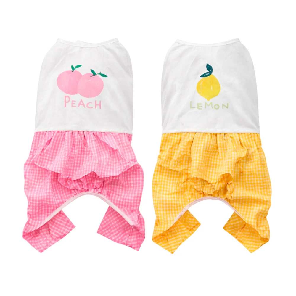 1pza Vestido para mascotas con falda, patrón de cuadros y estampado d…