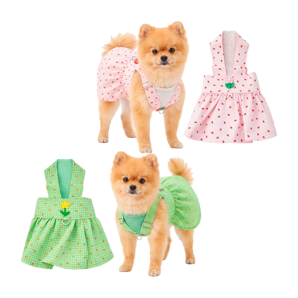 Vestido para mascotas pequeño, con estampado de fresas y cuadros, col…