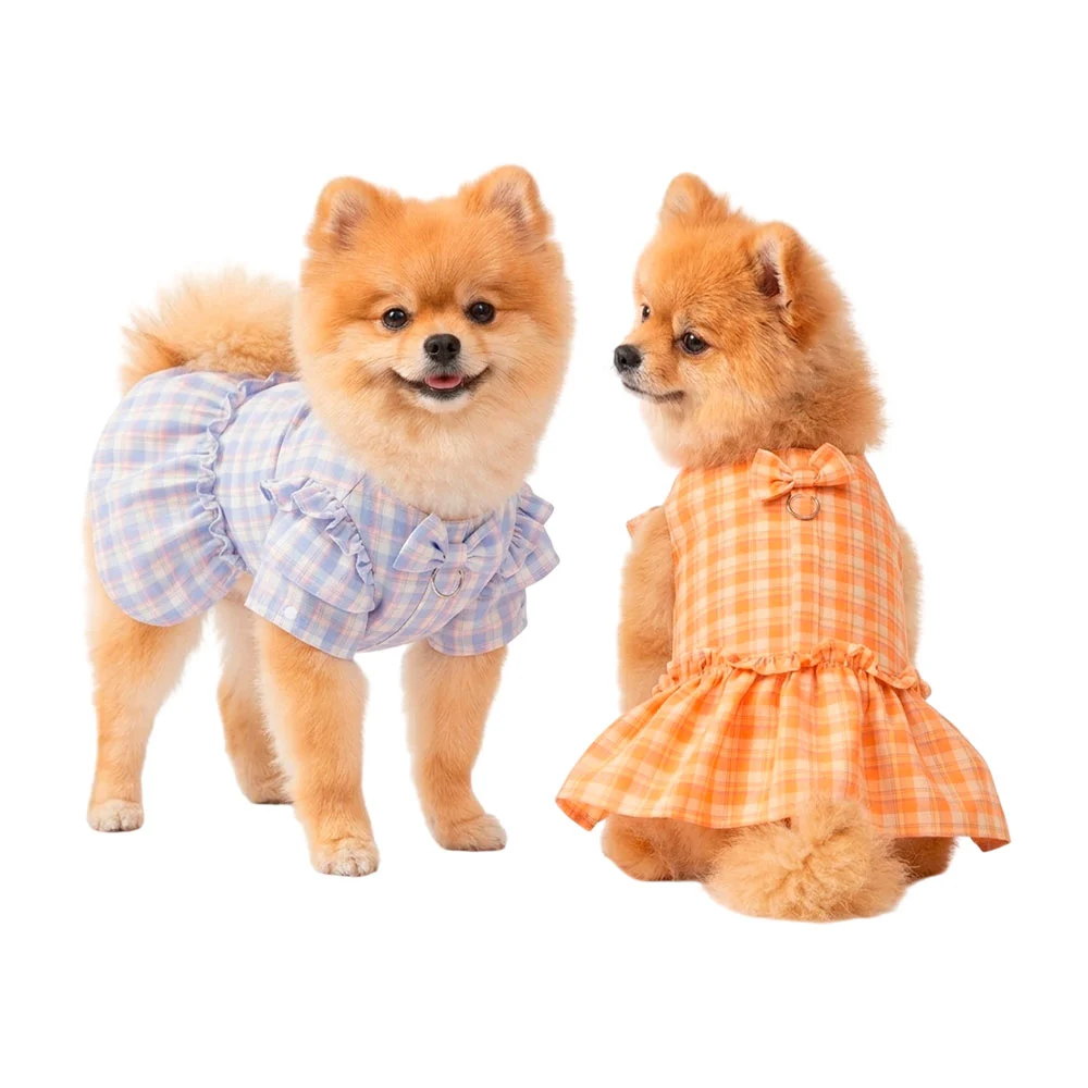 Vestido para mascotas con moñito y estampado de rayas, colores varios