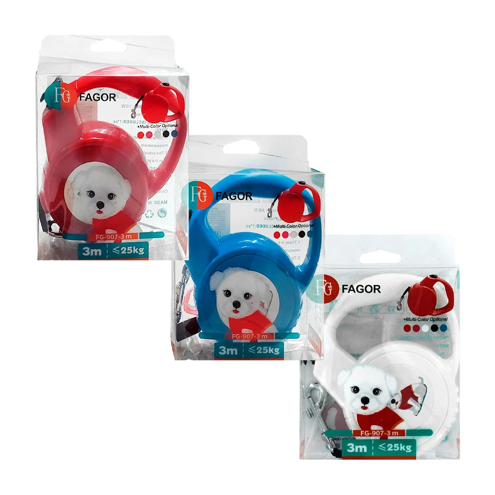 Correa retráctil para mascota, 3m, variedad de colores / fagor / lf-c…