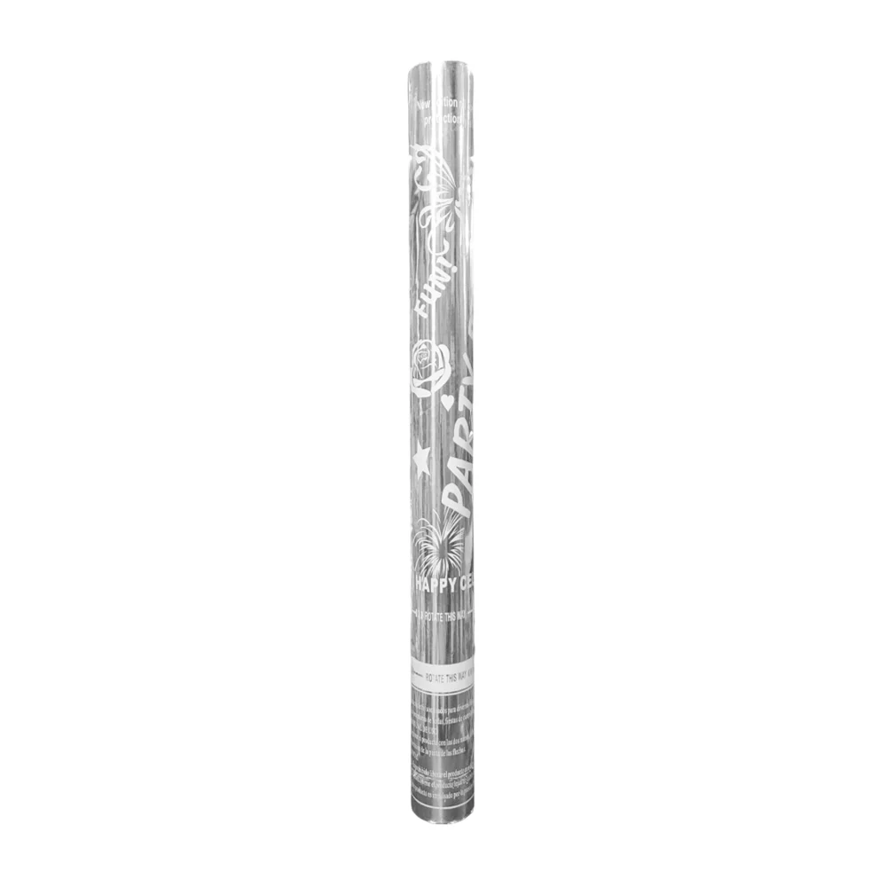 Bazuca cañón party popper de 58cm lanza confeti en color plata / li-2