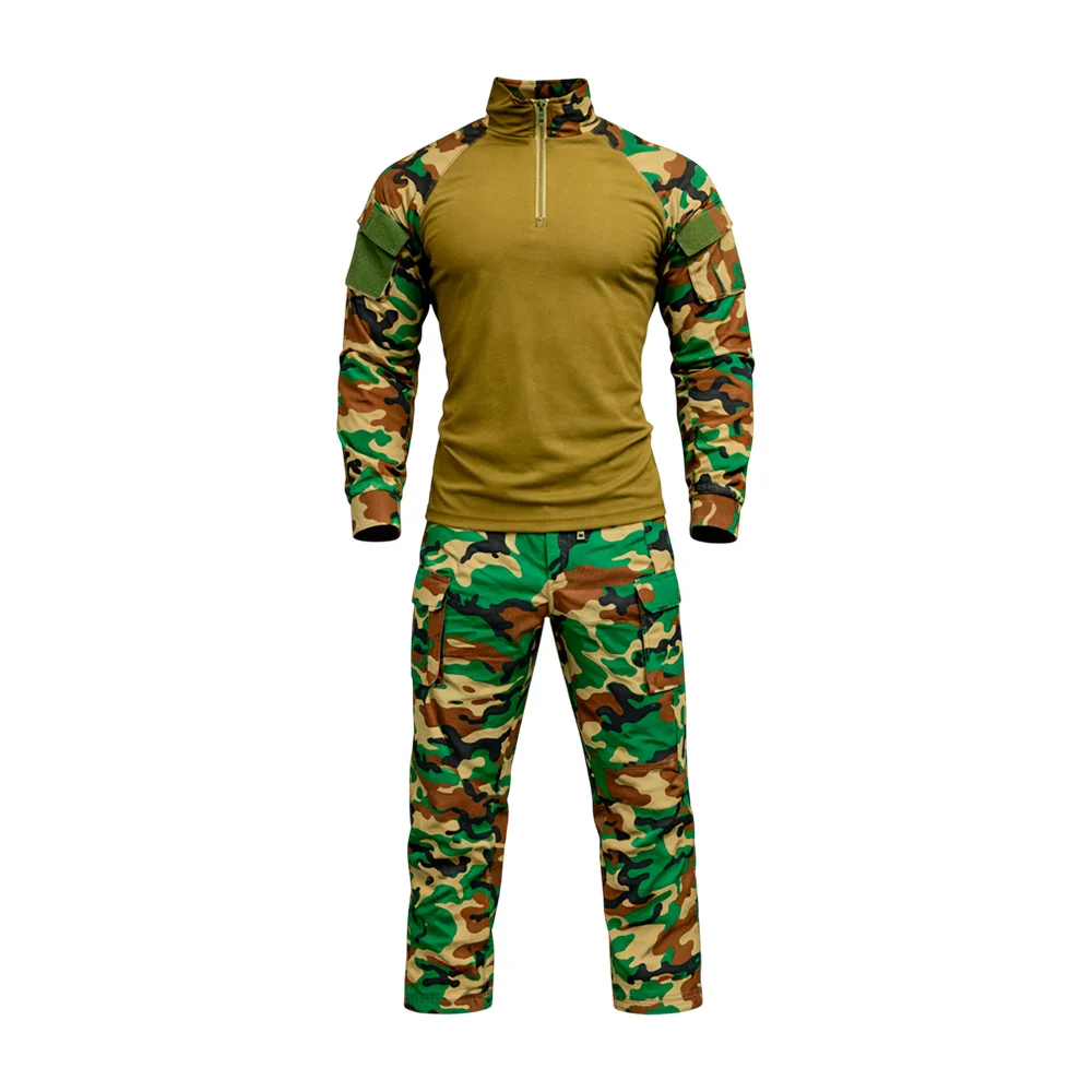 Conjunto táctico militar con playera de manga larga con velcros y 2 b…