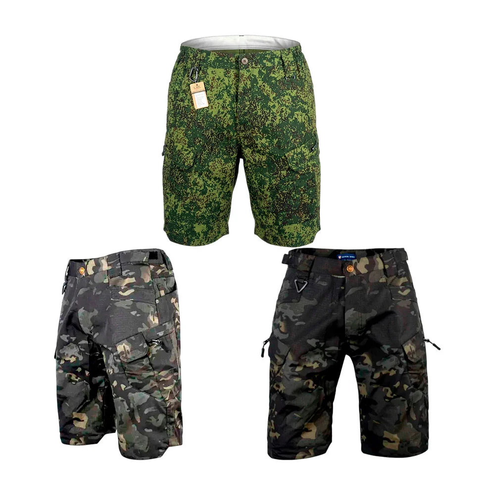 Short táctico 9f9 con estampado militar camuflaje con 10 bolsillos, v…