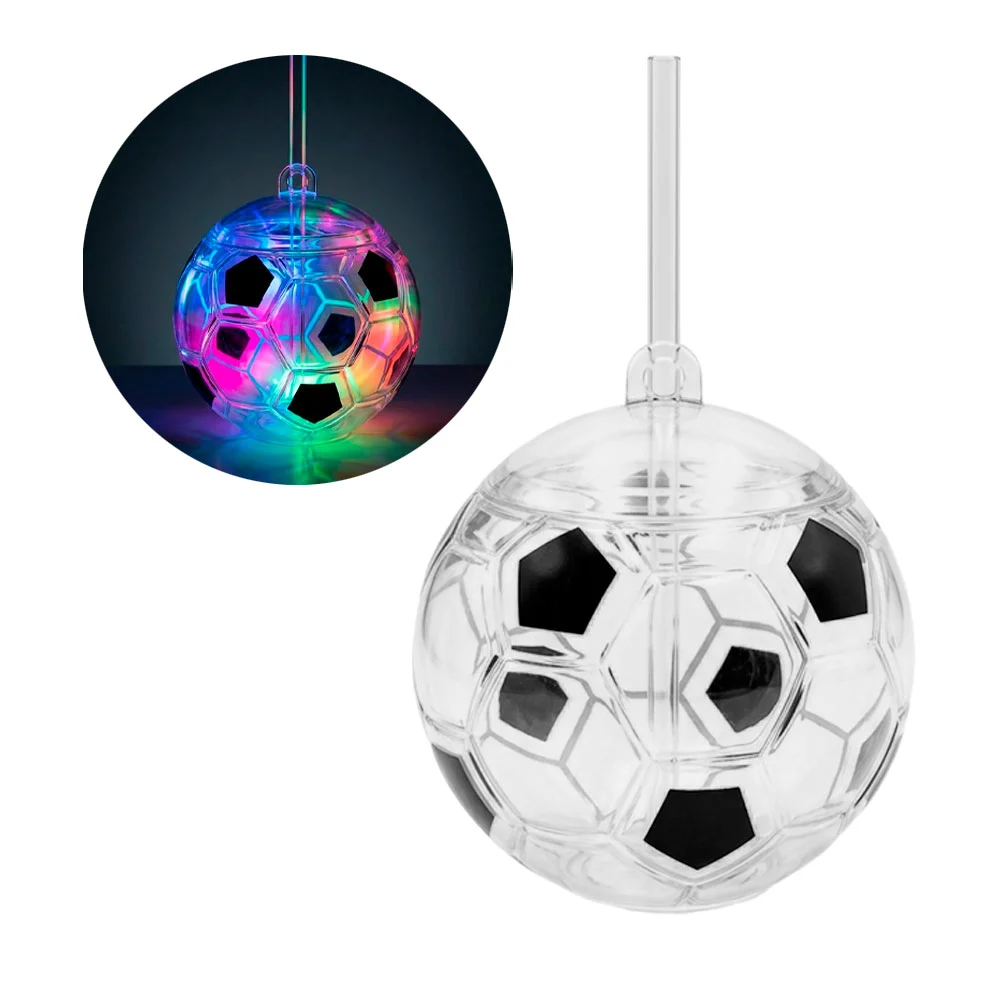 1pz vaso pequeño de plástico, balón de fútbol con luz rgb + popote / …