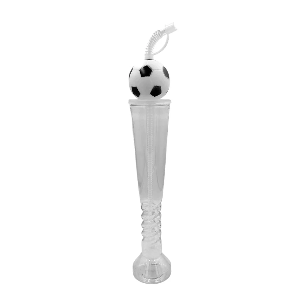 Botella alargada de plástico con figura balón de 3d + popote / lu2582