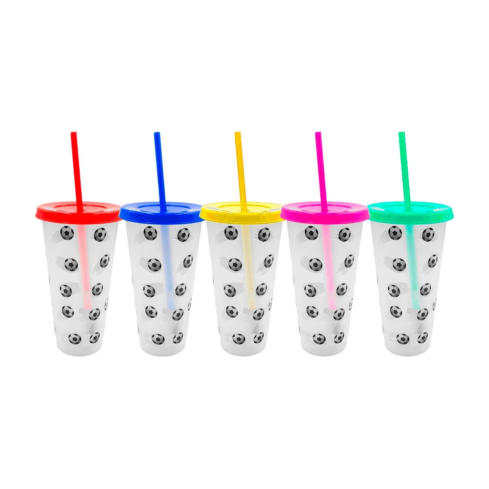 Vaso de plástico de 24oz con diseño de balones de futbol, variedad de…
