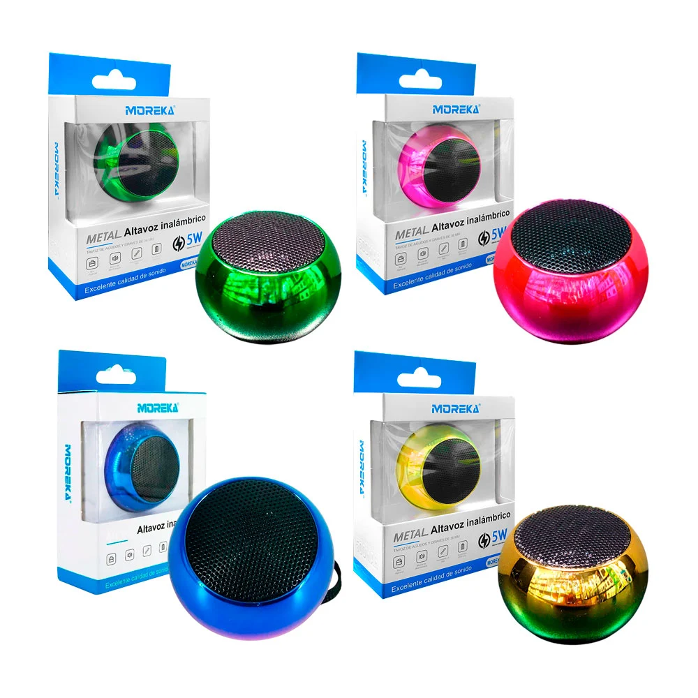 Mini bocina inalámbrica bluetooth recargable metálica, variedad de co…