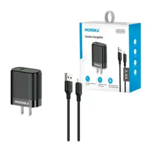 Combo moreka cubo cargador con puerto usb + cable usb a tipo lightnin…