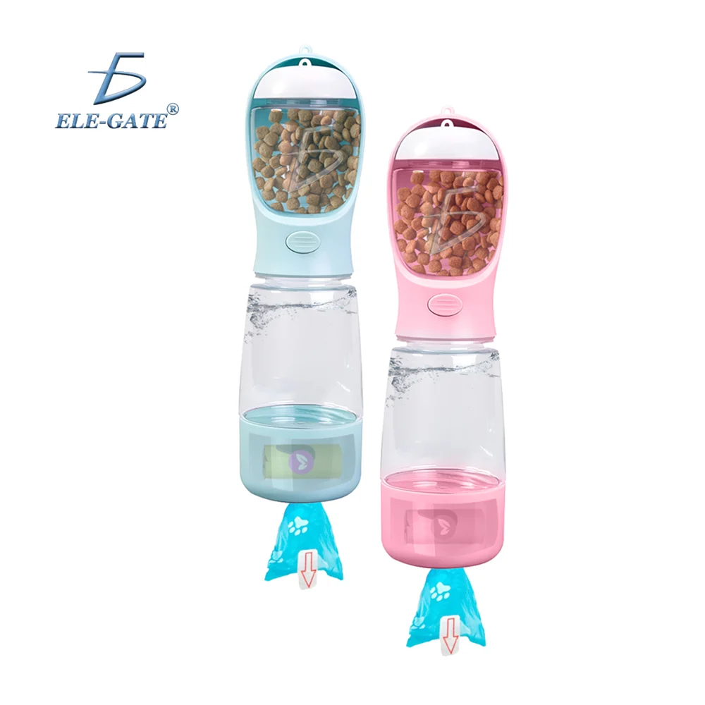 Botella portátil 3 en 1 especial para agua, croquetas y porta bolsas …
