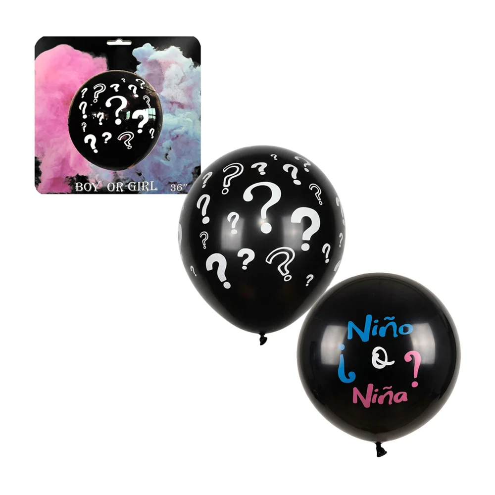 1pza Globo revelación boy or girl de 36´ + sobres de polvo en color r…