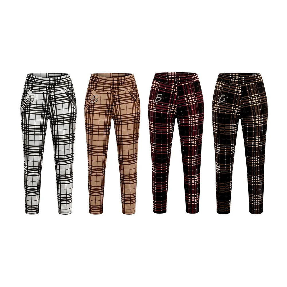 Pantalón leggins casual de corte alto con diseño de cuadros para dama…