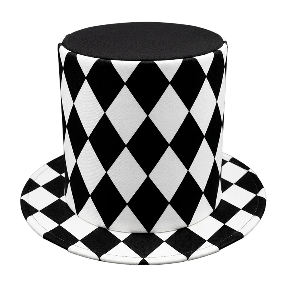 1pza Sombrero grande para fiesta con estampado de rombos negros y bla…