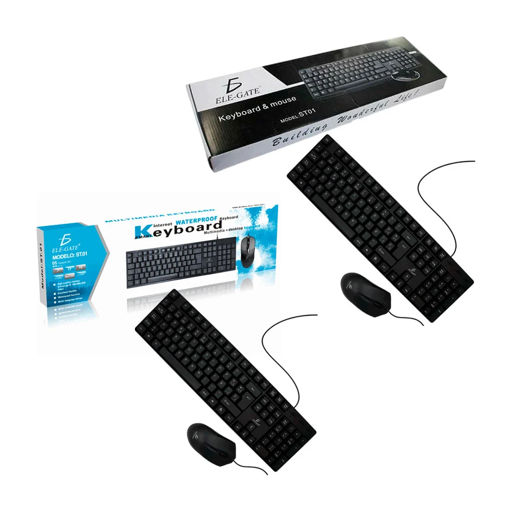 Kit de teclado y mouse usb alámbrico para computadora con slim waterp…
