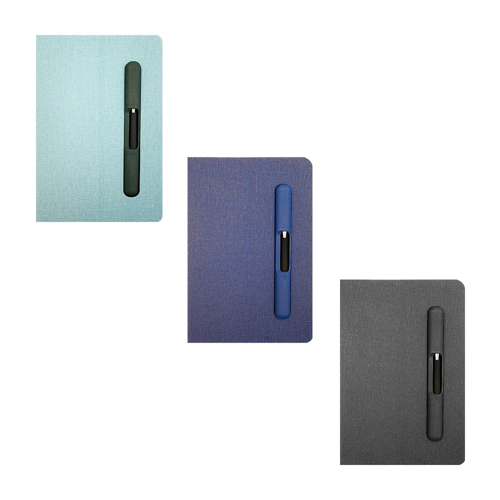 Libreta cuaderno a5 con 100 hojas con forro tipo mezclilla + pluma, variedad