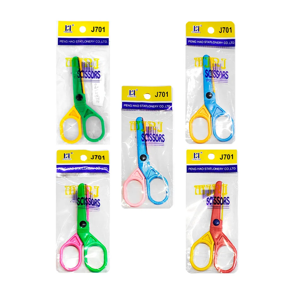 1pza Tijeras pequeñas de cabeza redonda, variedad de colores / j701