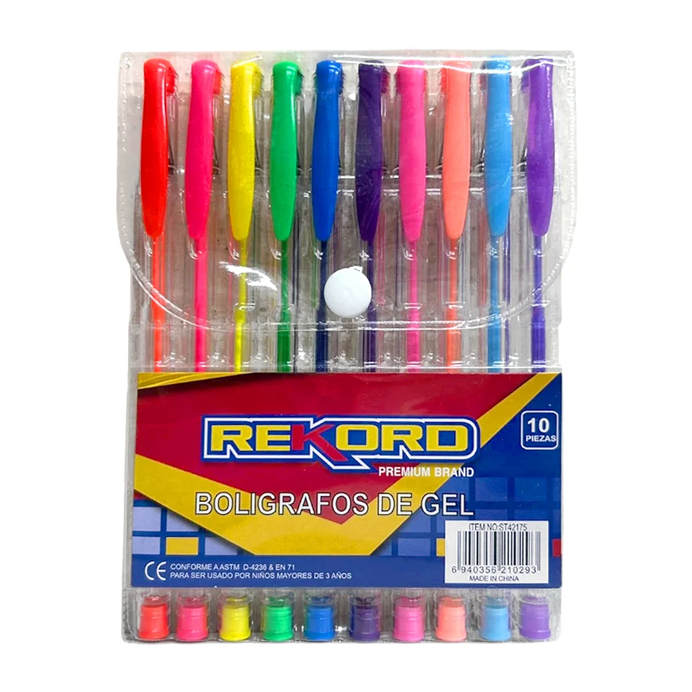 Blíster 10 plumas de gel tonos pastel st42175