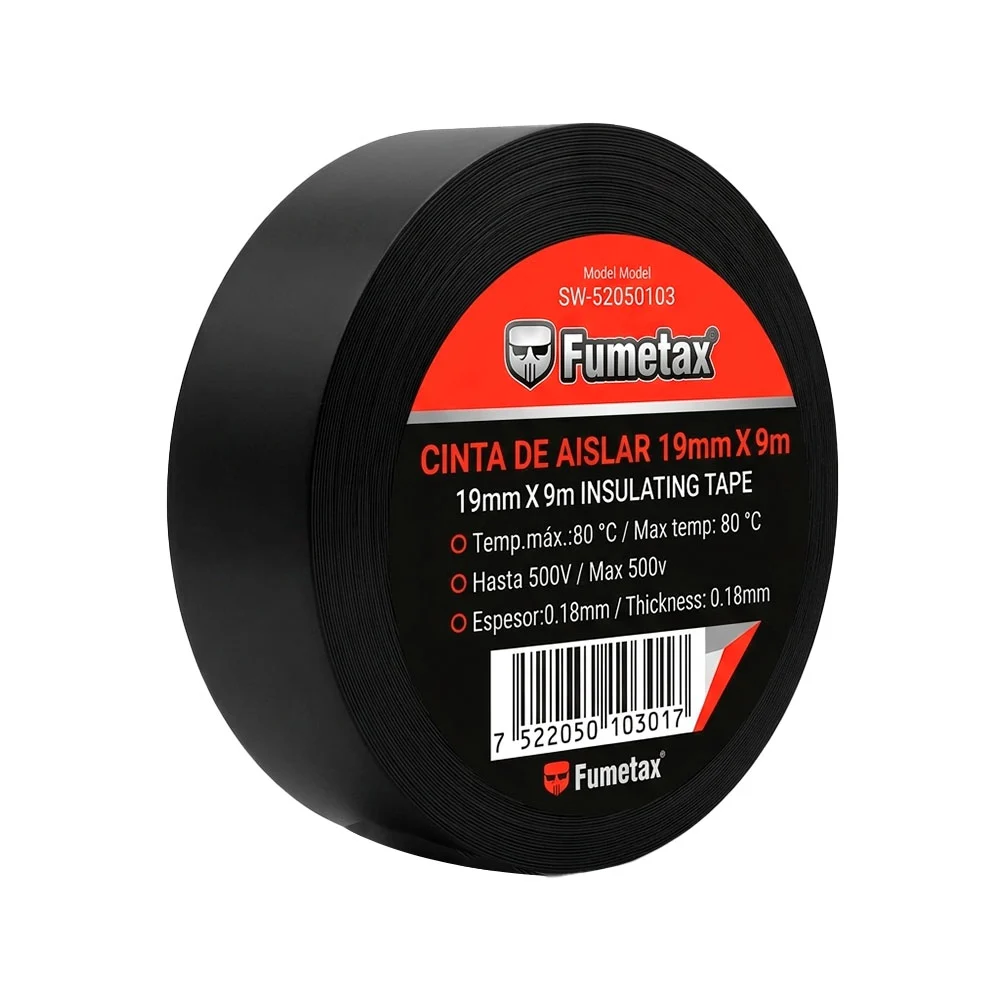 Cinta aislante / cinta negra fumetax de 19mm x 9m / sw-52050103