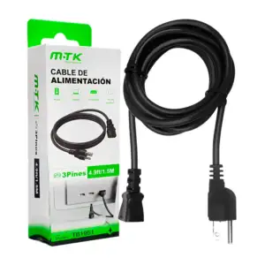 1pza Cable trifásico de alimentación con 3 pines y medida de 1.5 m