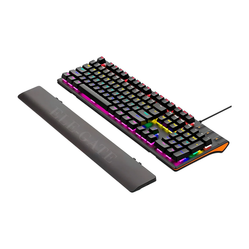 Teclado mecánico con iluminación multicolor rgb, base ajustable y rep…