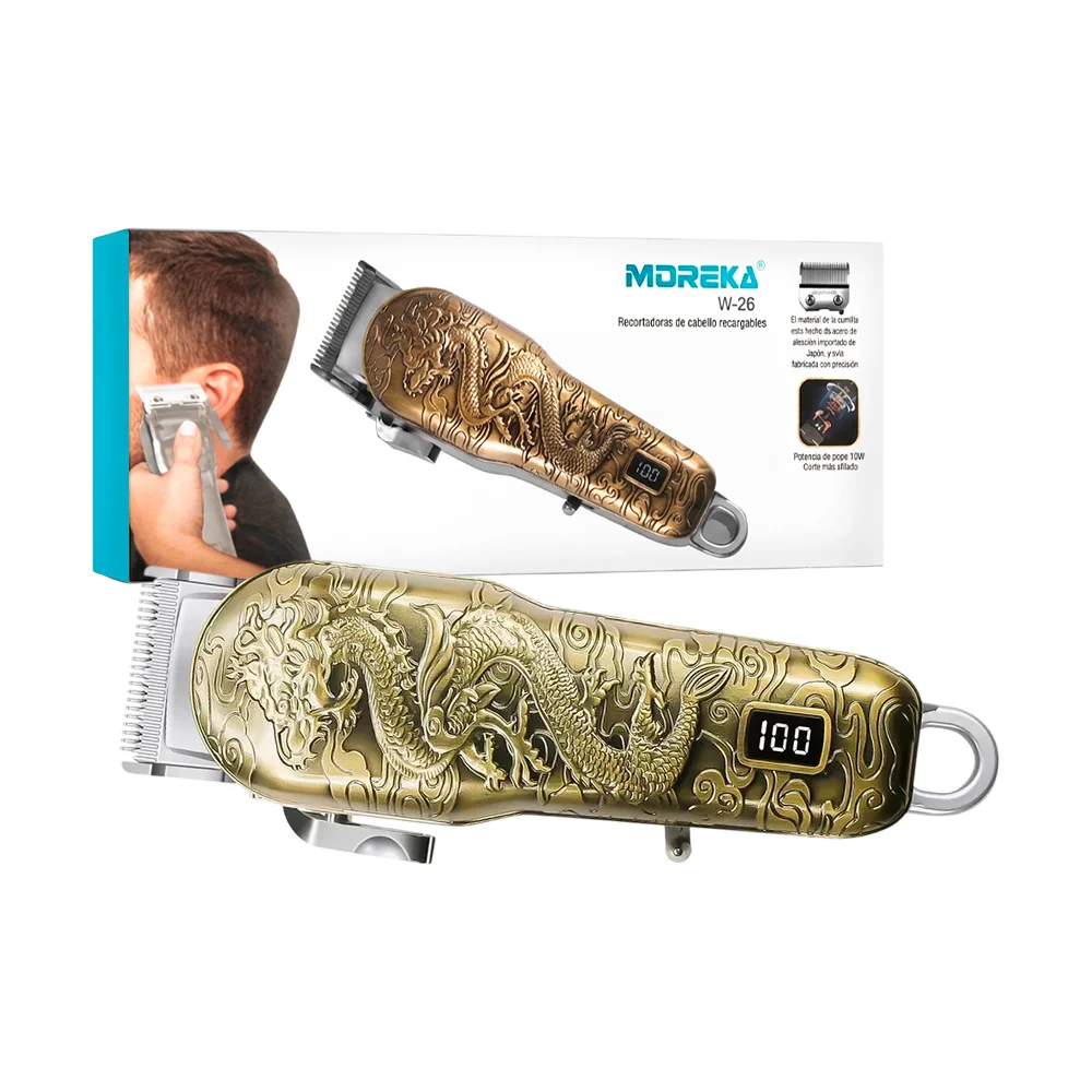 Máquina recortadora de cabello recargable con diseño de dragón y 4 pe…