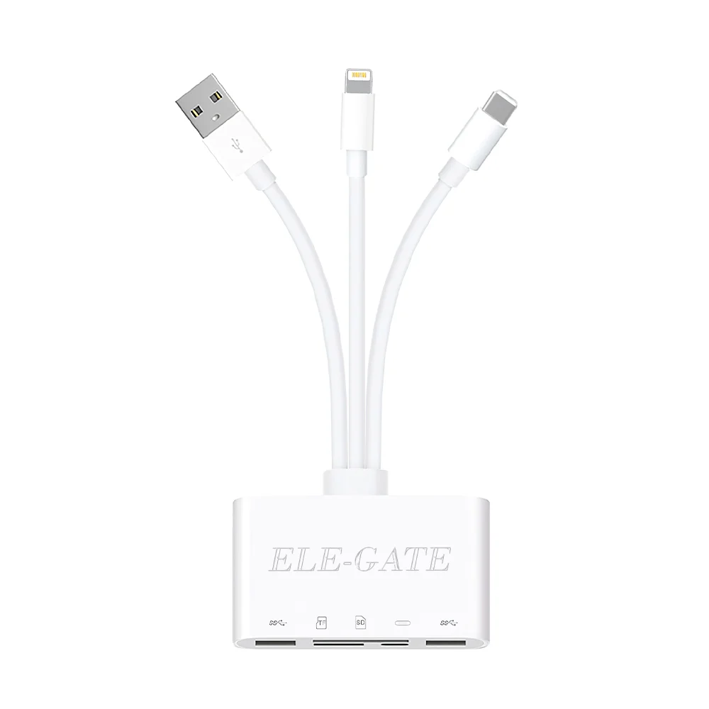 Lector de tarjetas 5 en 1 con adaptador otg, usb, usb-c y lightning /…