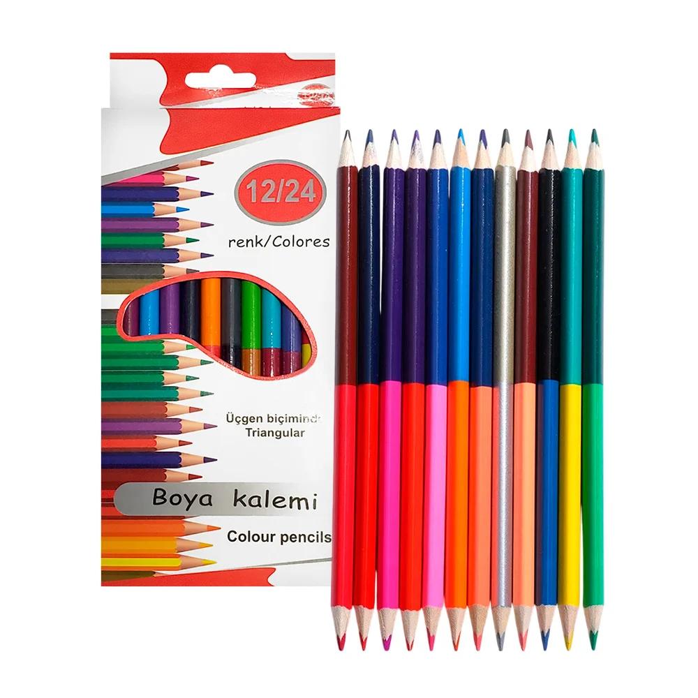 Caja con 12 lápices de colores dobles boya kalemi 12/24 / x-95-3