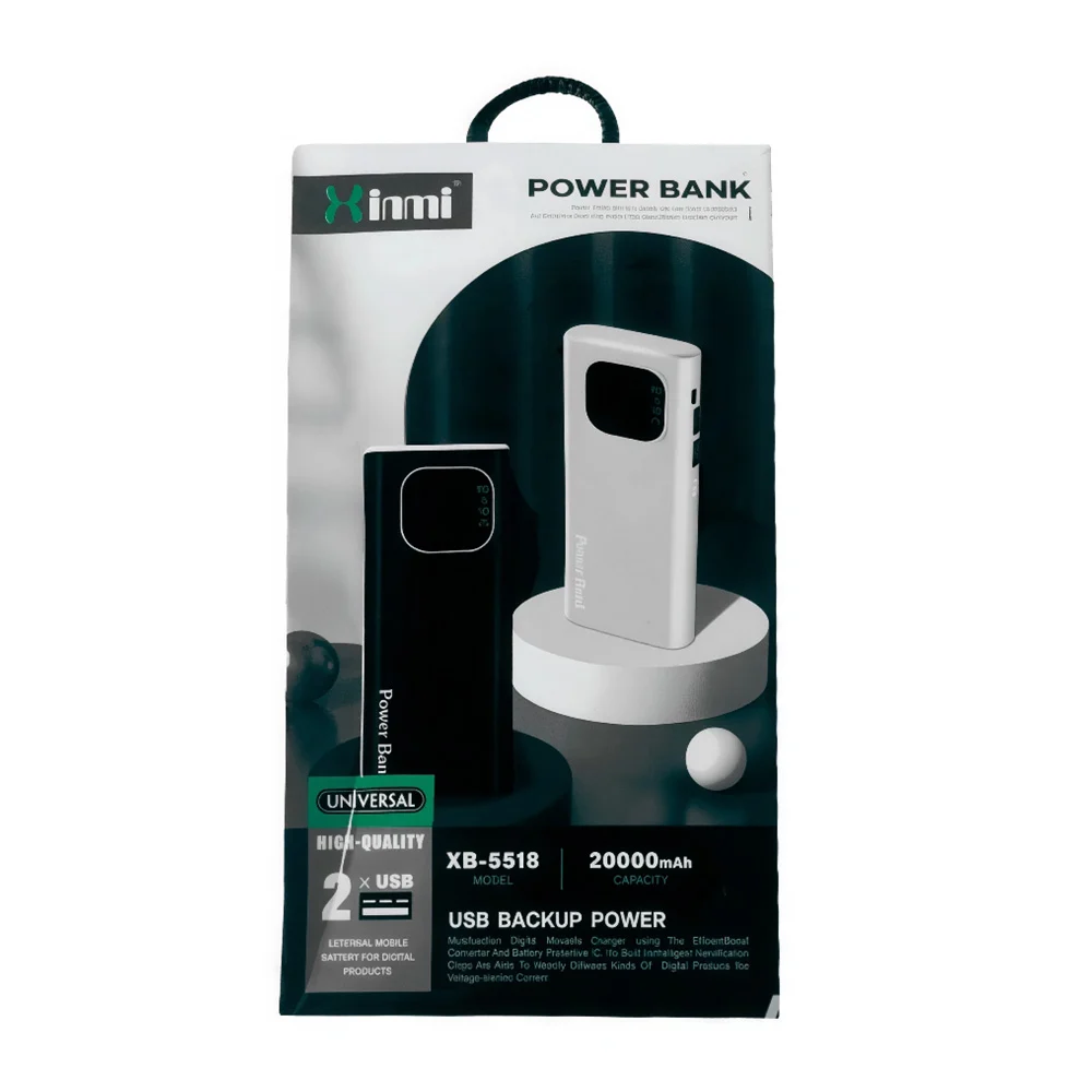 Power bank de 20000mah con 2 puertos usb y indicador de bateria, vari…
