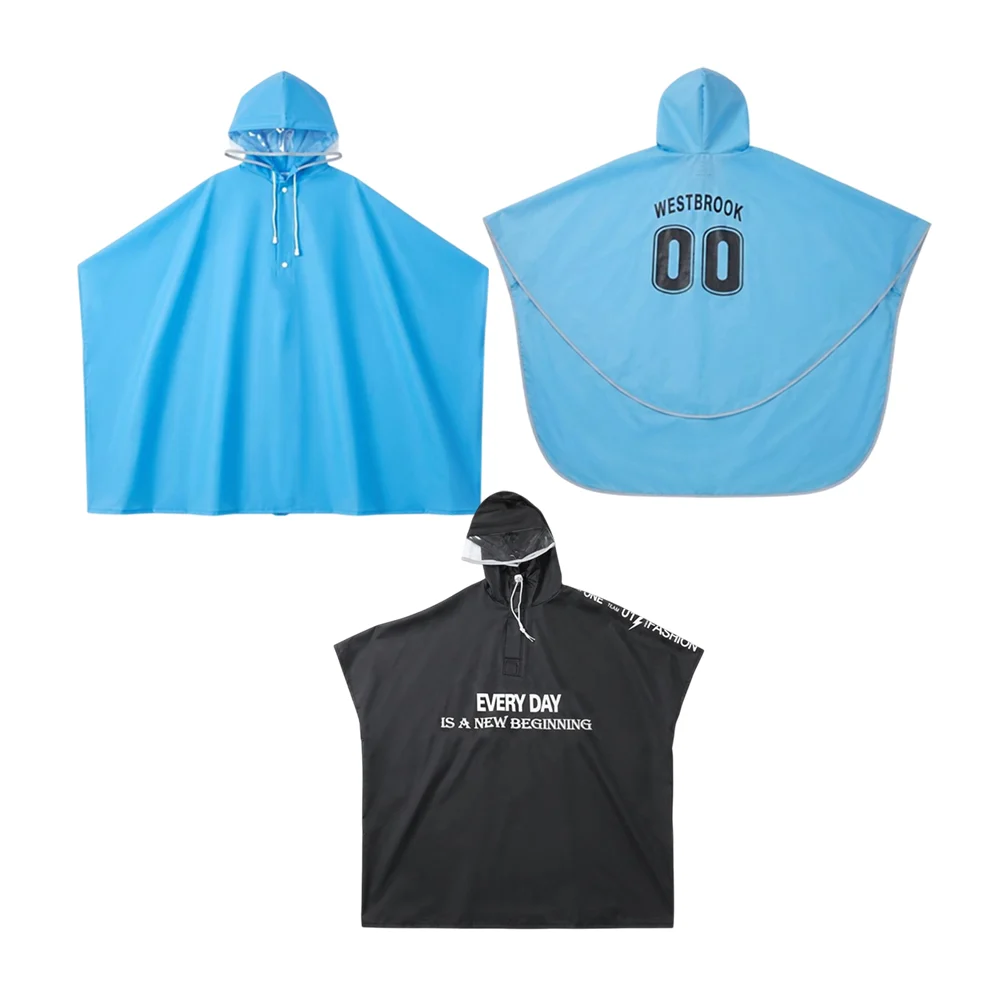 Impermeable tipo poncho para adulto con gorro ajustable, plástico protector para la visión y frases motivacionales en los costados, variedad de colores / yy-7 / impermeable every day