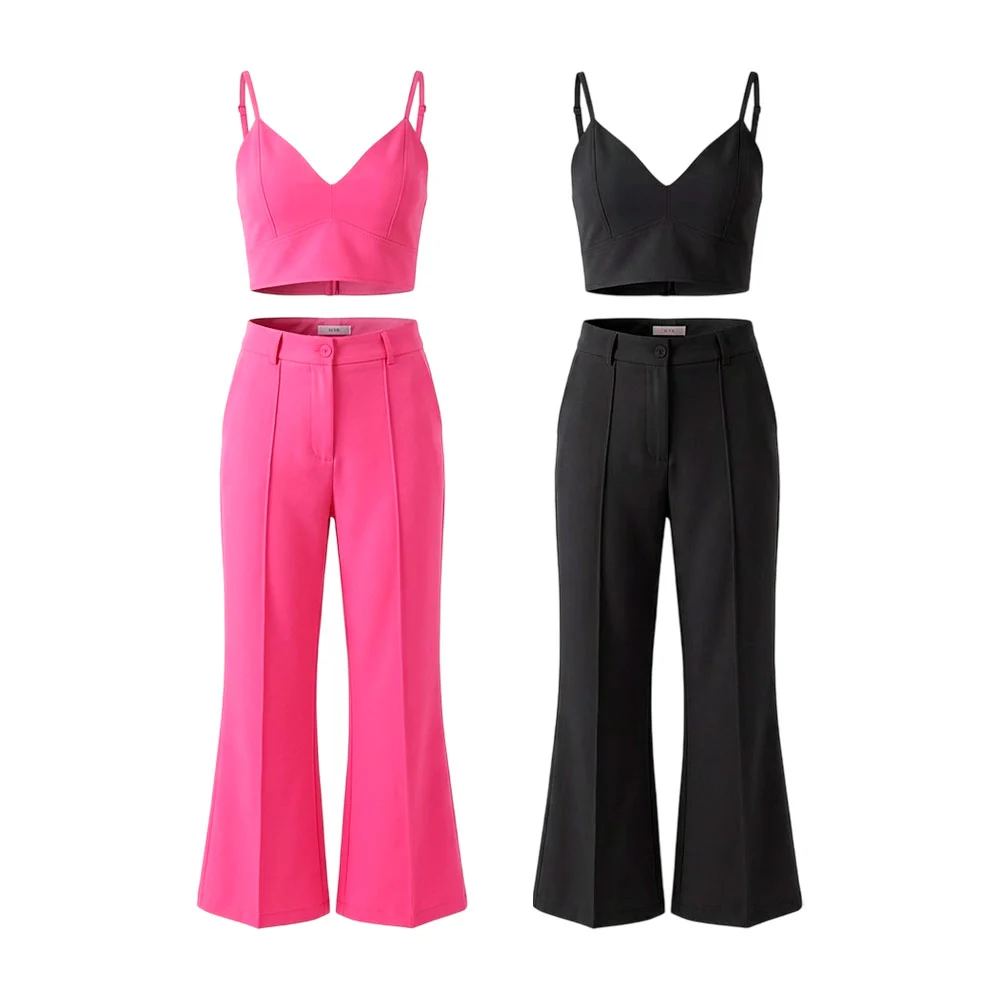 Conjunto con pantalón de vestir y top blusa de tirantes, variedad de …