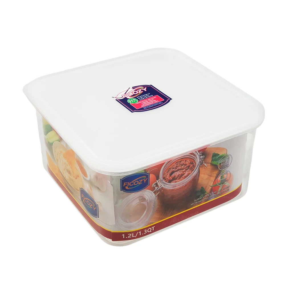 Tupper cuadrado de plástico transparente con capacidad de 1.2l, resis…