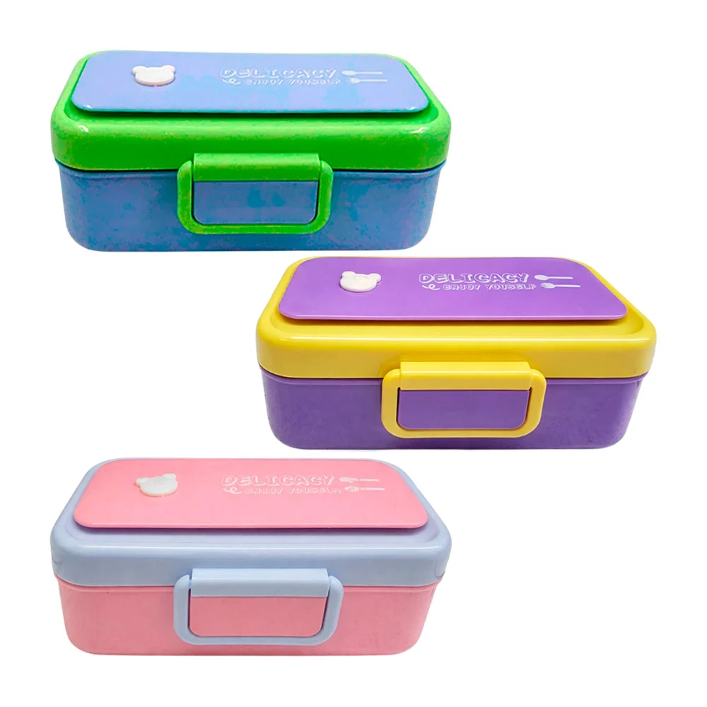 Tupper rectangular de plástico, bicolor, con cubiertos y 1 compartimi…