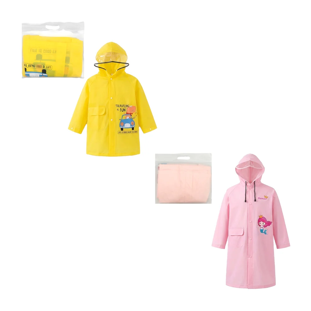 1pza Impermeable de plástico, infantil con botones, capucha y estampa…