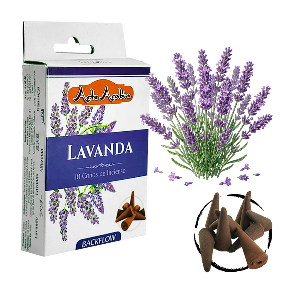 Caja con 10 conos de incienso aroma lavanda / arte arabia / 020735