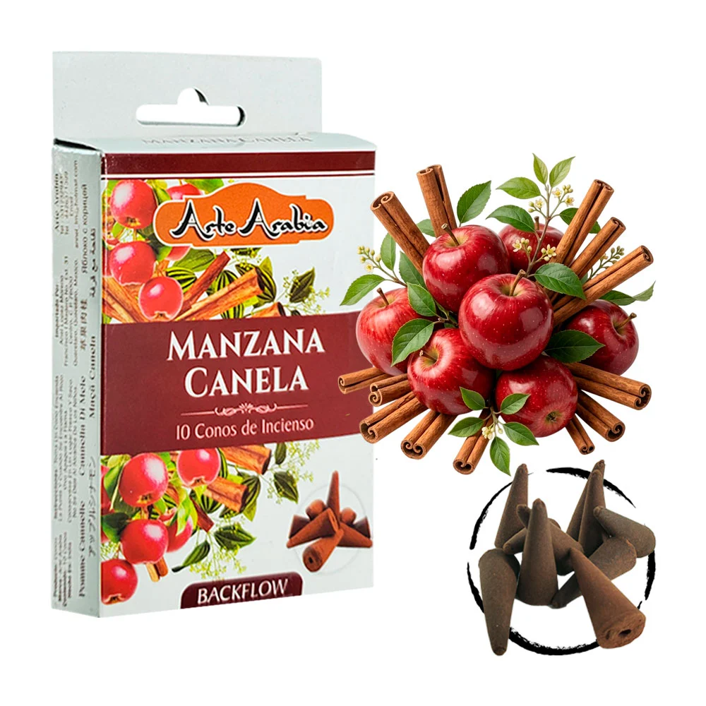 Caja con 10 conos de incienso aroma manzana canela / arte arabia / 02…