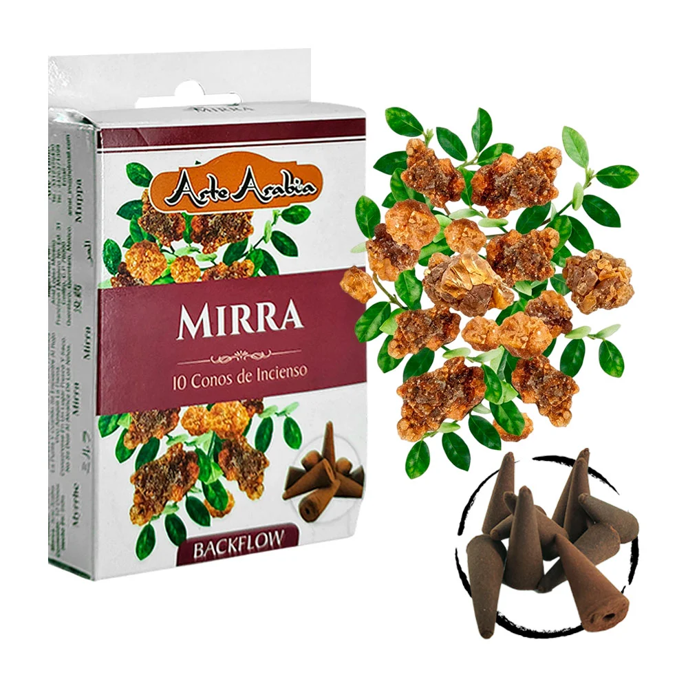 Caja con 10 conos de incienso aroma mirra / arte arabia / 020766
