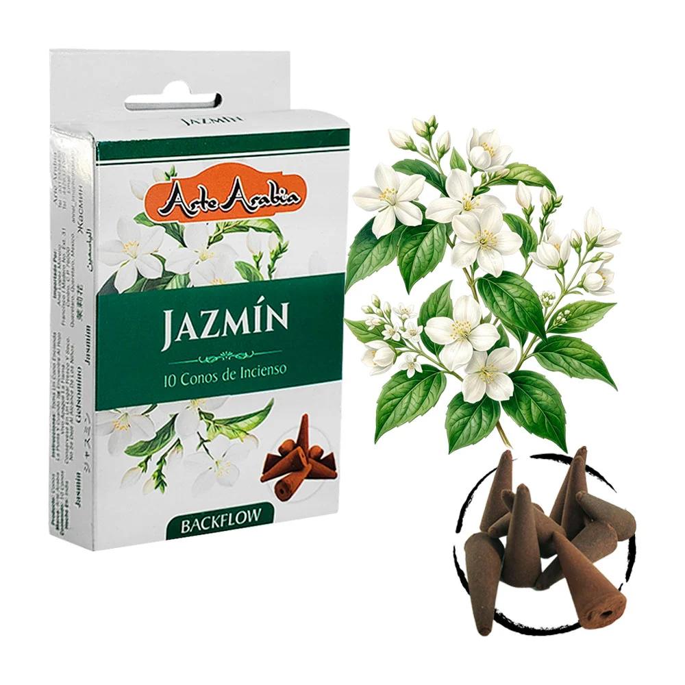 Caja con 10 conos de incienso aroma jazmín / arte arabia / 020773