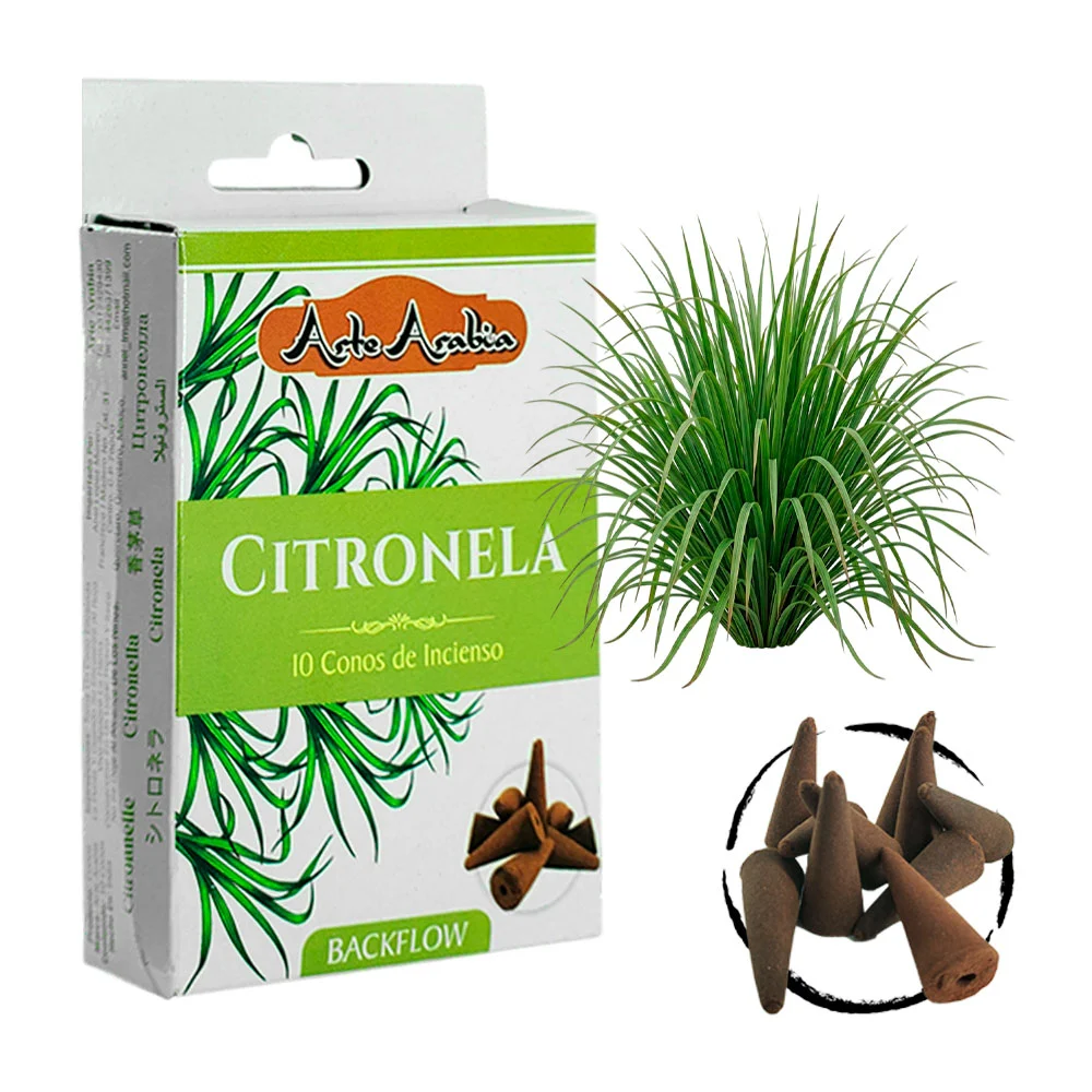 Caja con 10 conos de incienso aroma citronela / arte arabia / 020797