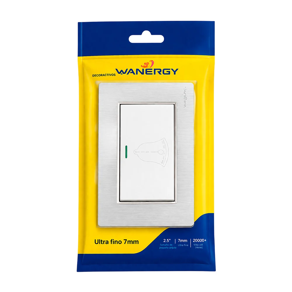Placa botón wanergy para timbre con 3 módulos en plata matte / 05271