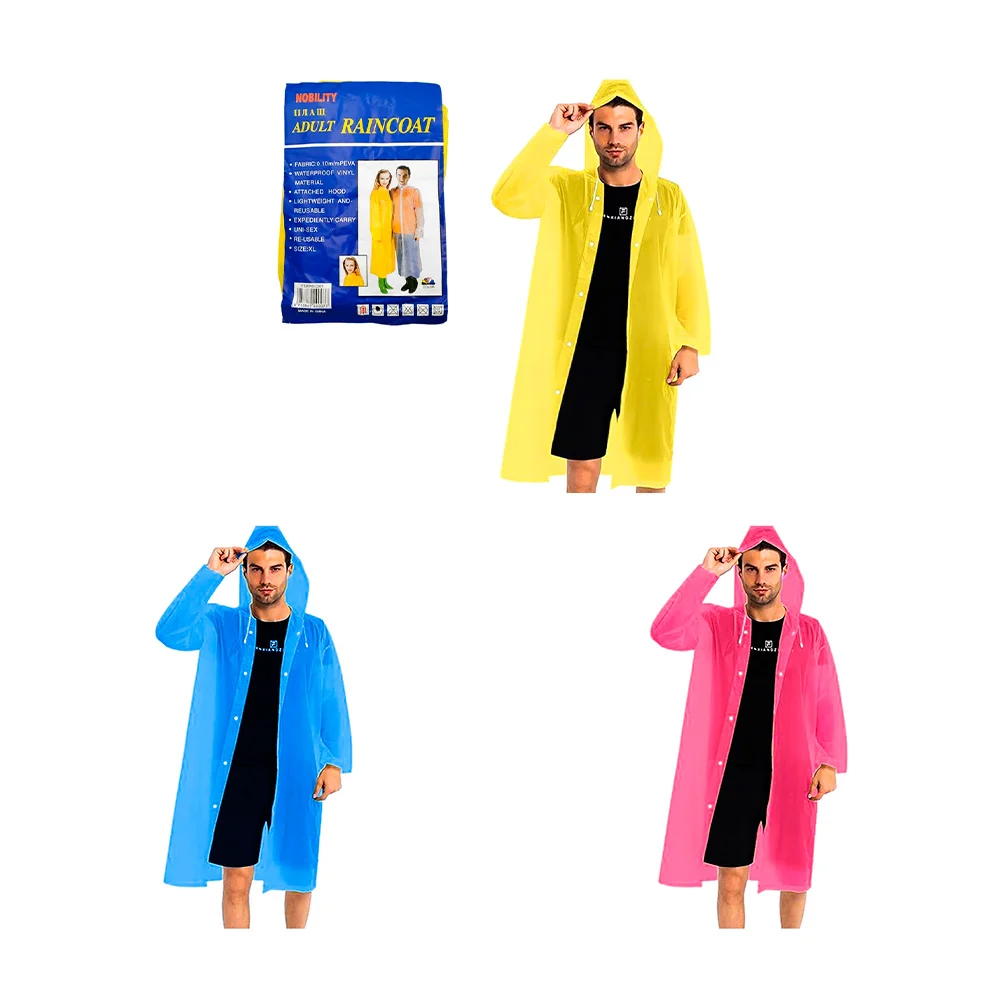 1pza Impermeable de plástico grande tipo poncho con capucha ajustable…