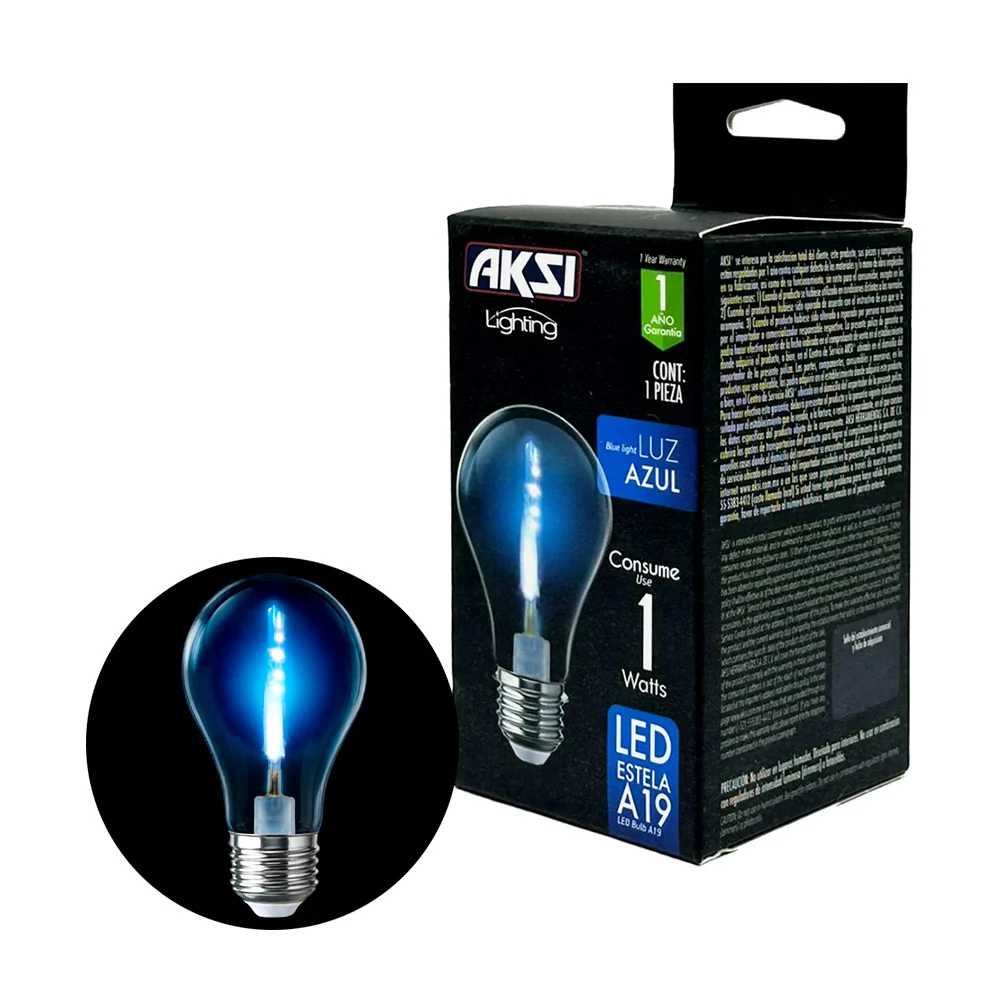 Foco bombilla led estela a19 aksi de color azul, 1w / lighting / 1222…