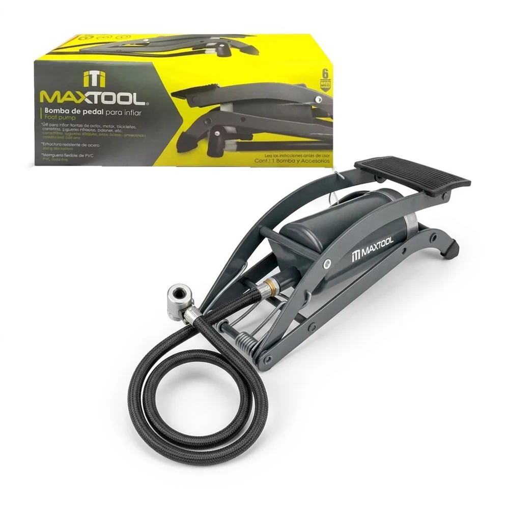 Bomba de pedal maxtool para llantas y juguetes + adaptador para infla…
