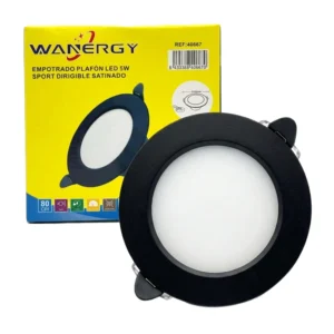 Empotrado led tipo plafón redondo dirigible satinado en color negro c…