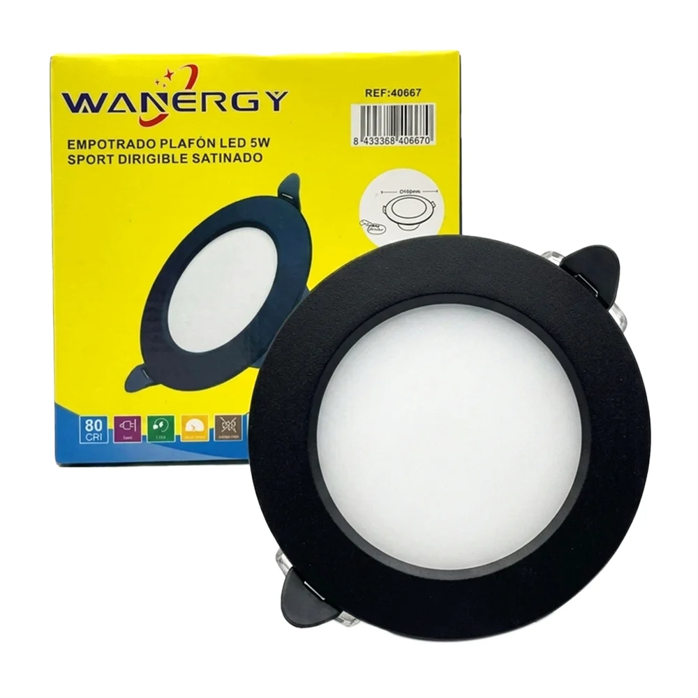 Empotrado led tipo plafón redondo dirigible satinado en color negro c…