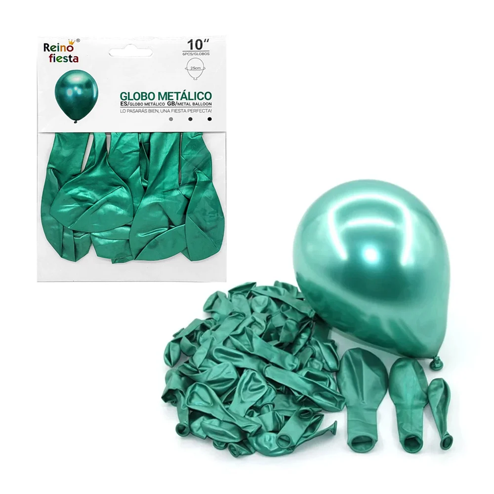 Paquete de 6 globos metálicos color verde de 10 pulgadas, reino fiest…
